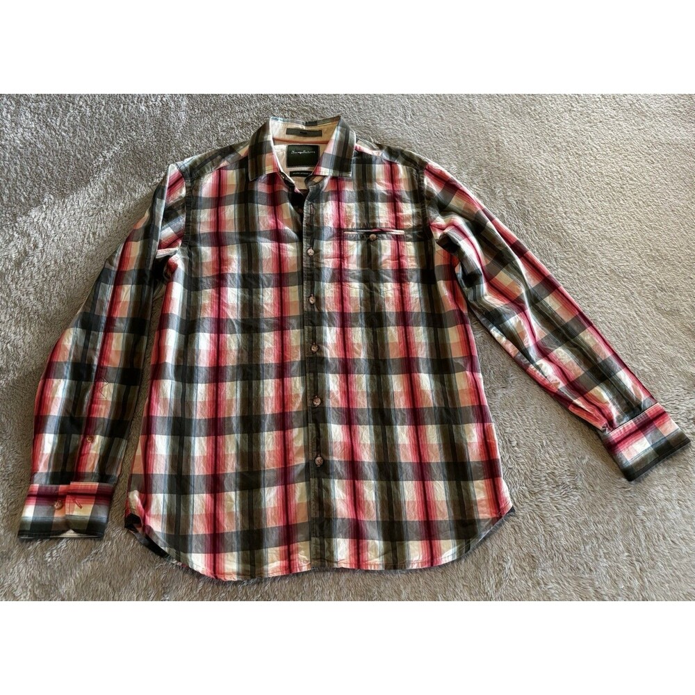 Tommy Bahama Long Sleeve Men's Small Plaid Island Modern Fit Casual